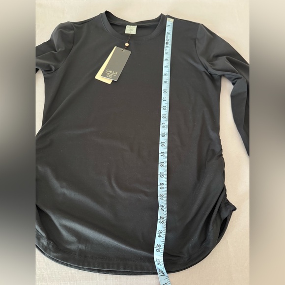 Calia LARGE Activewear Shirt Ruched Long Sleeve Black-NWT - Picture 8 of 9